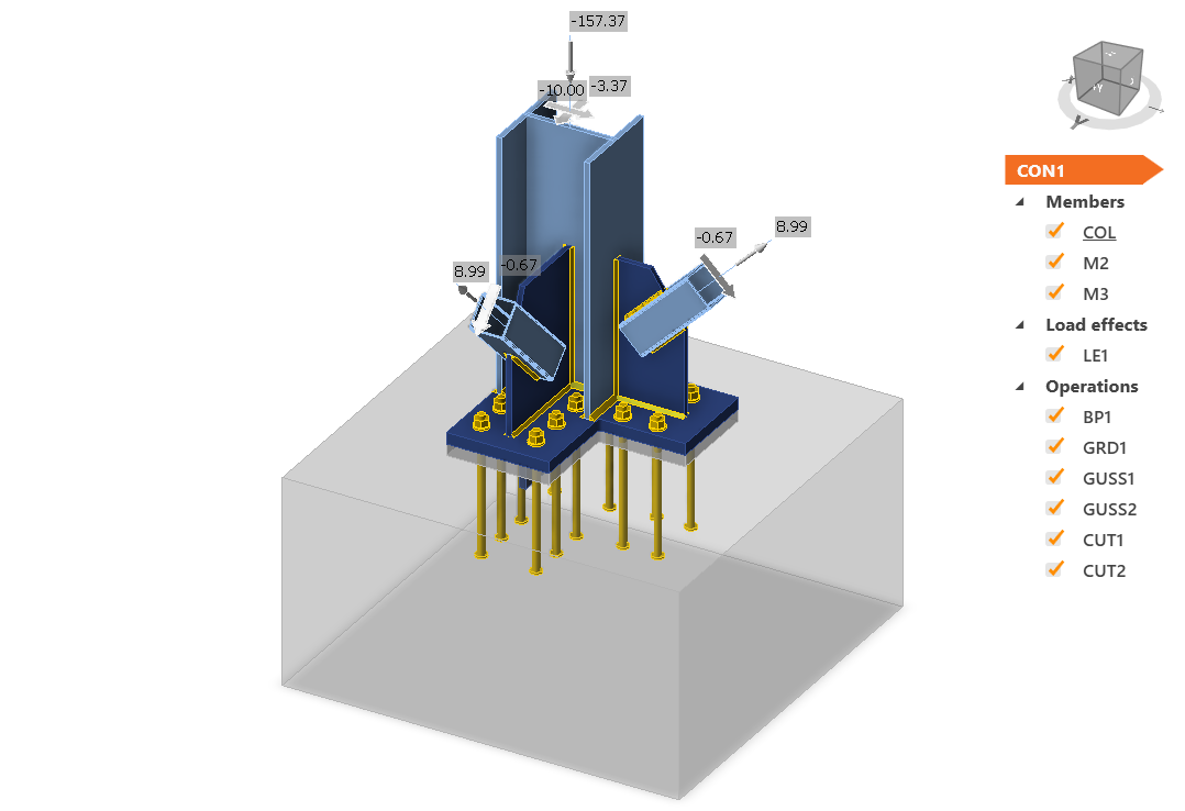 Base plate with cruciform shear lug IDEA StatiCa